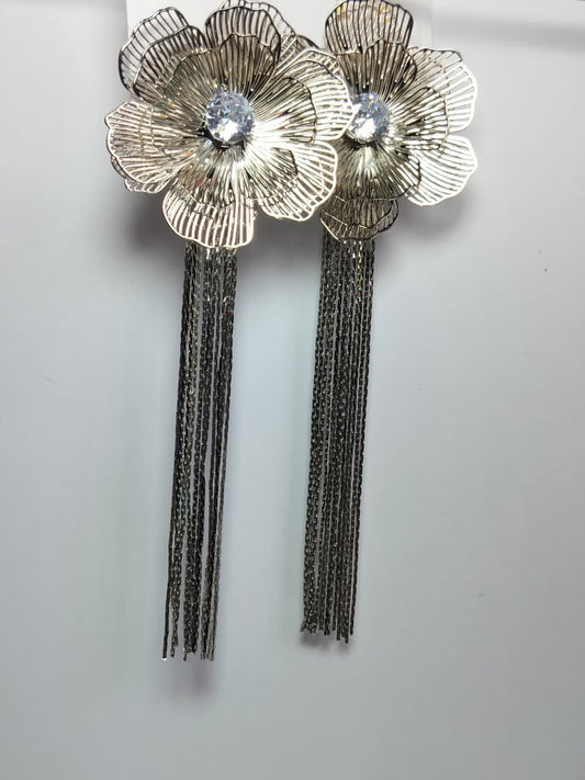 Floral Tassel Statement Earrings – Bold Party Jewelry