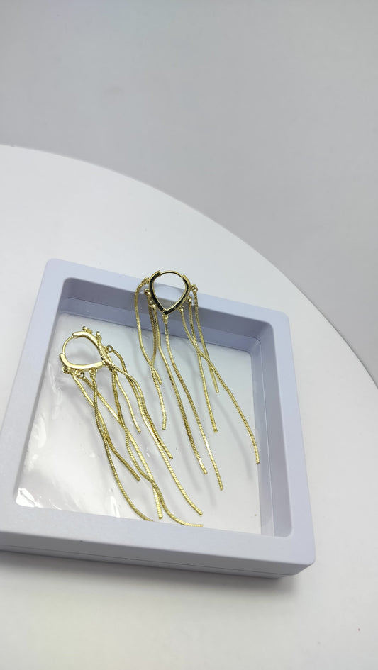Gold Plated Long Tassel Earrings