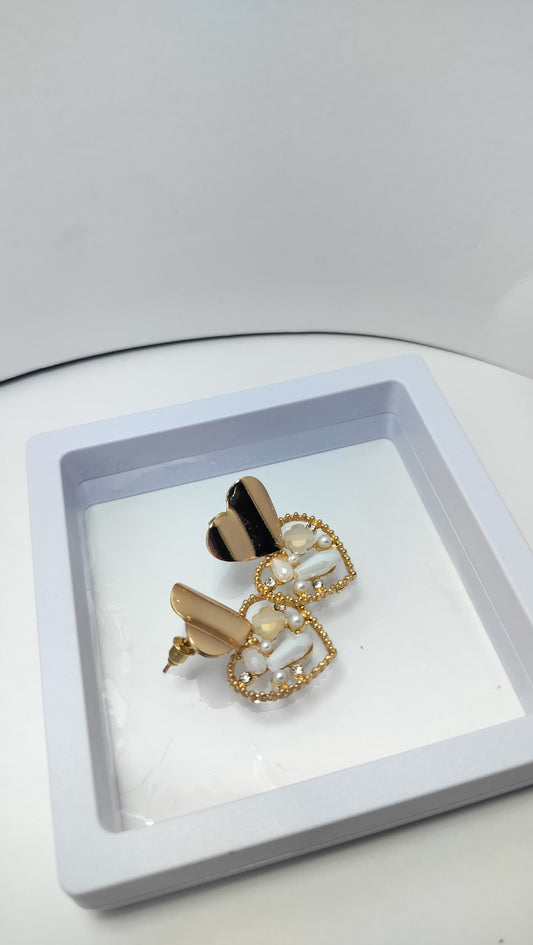 Korean Design Heart Pearl Earrings