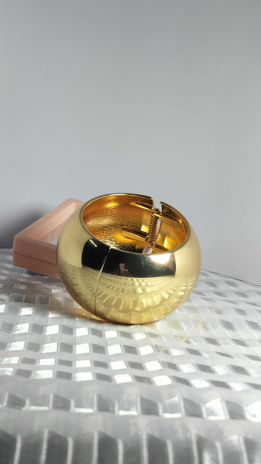 Elegant Gold-Tone Dome Bangle – Anti-Tarnish Stainless Steel