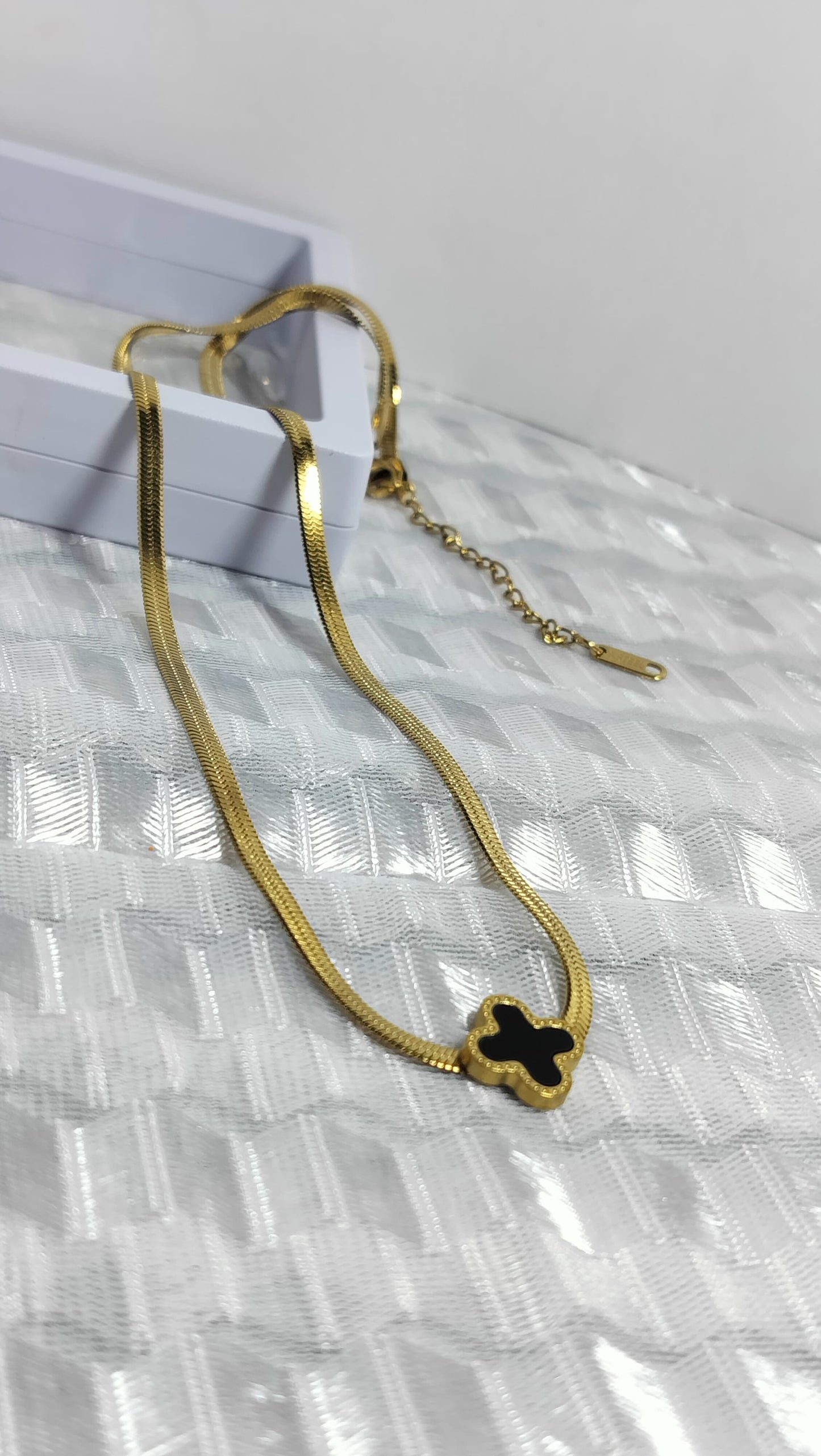 Black Clover Pendant Necklace – Anti-Tarnish Stainless Steel