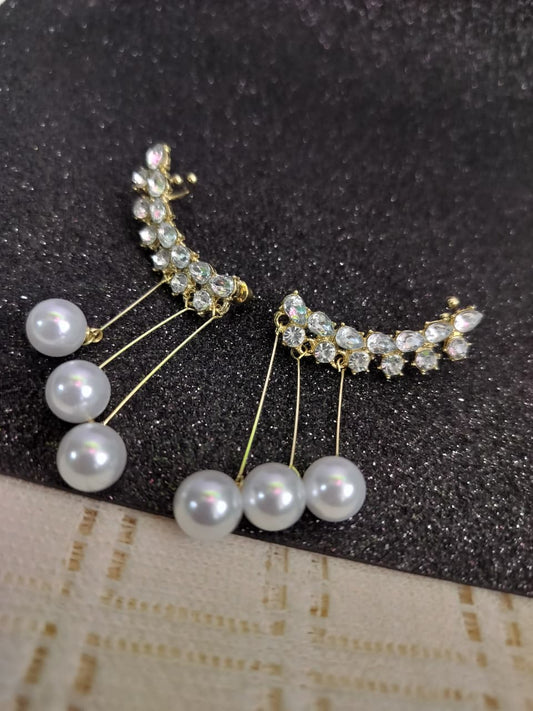 Teardrop Crystal & Pearl Dangle Earrings