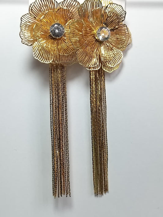 Golden Bloom Tassel Earrings