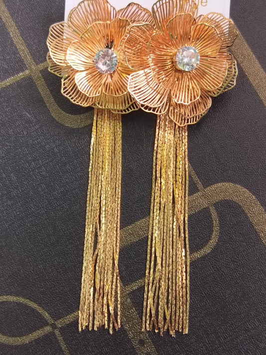 Golden Bloom Tassel Earrings