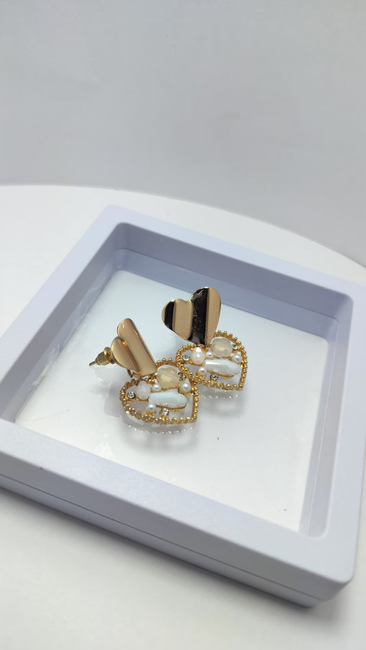 Korean Design Heart Pearl Earrings