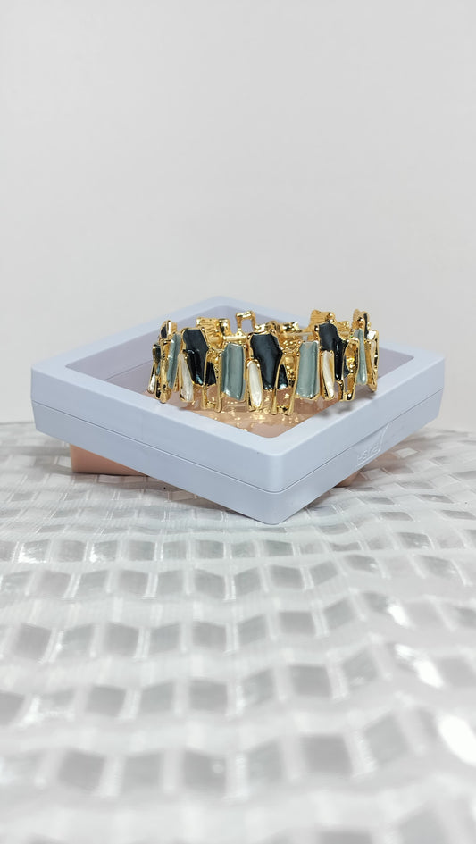 Premium Gold-Toned Brass Adjustable Bracelet | Anti-Tarnish Finish | Elegant Multicolor Petal Accents