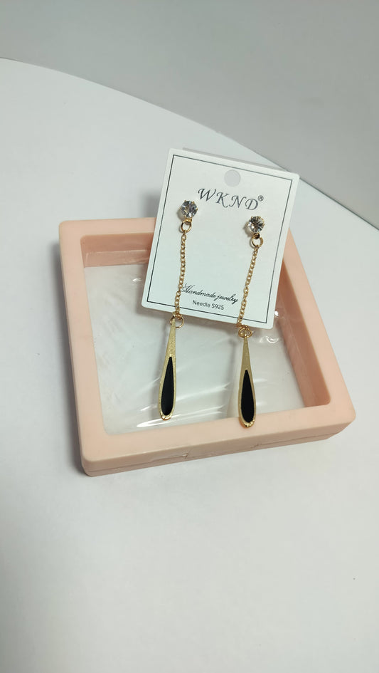 Black Teardrop Chain Earrings