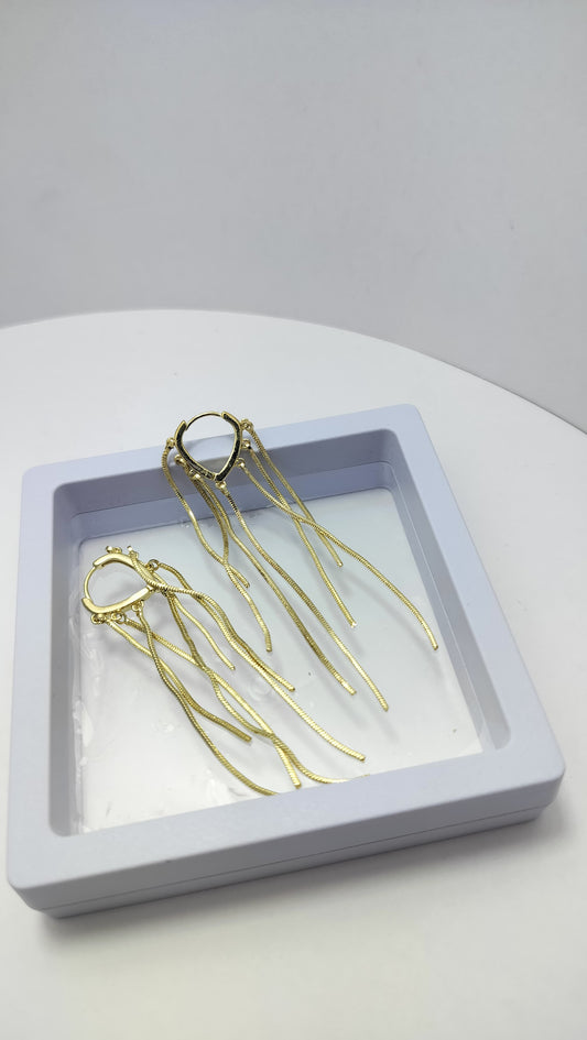 Gold Plated Long Tassel Earrings