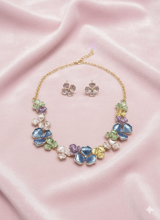 Multicolor Floral Necklace Set – Anti Tarnish