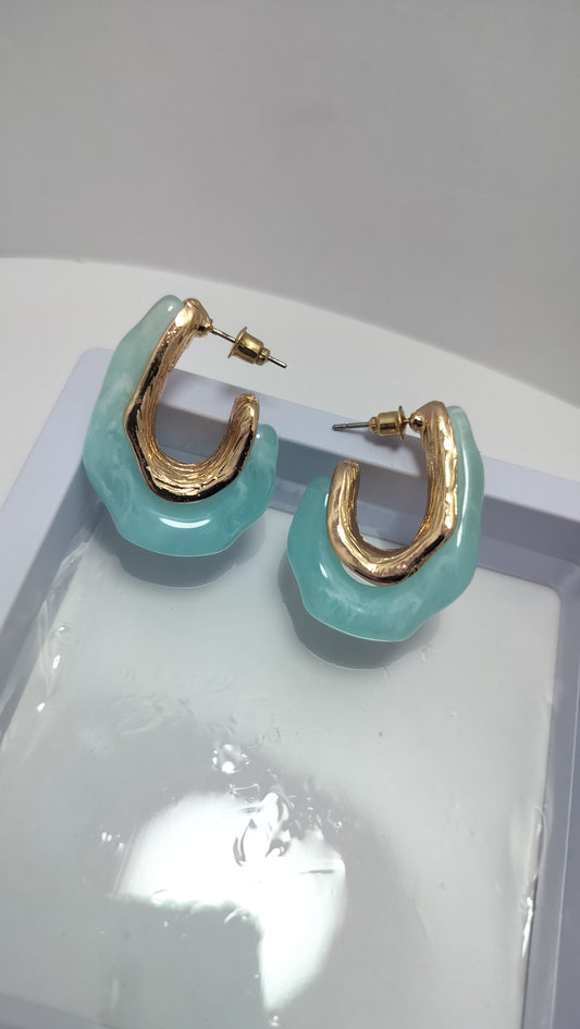 Mint Green Chunky Hoop Earrings