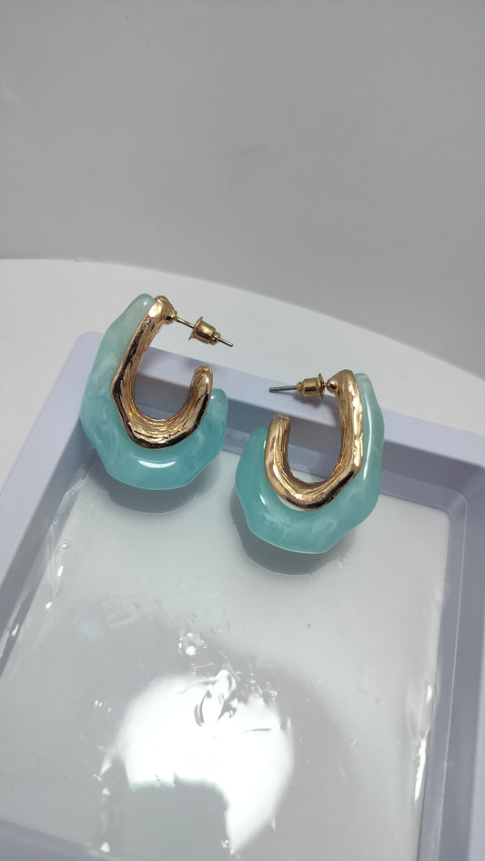 Mint Green Chunky Hoop Earrings