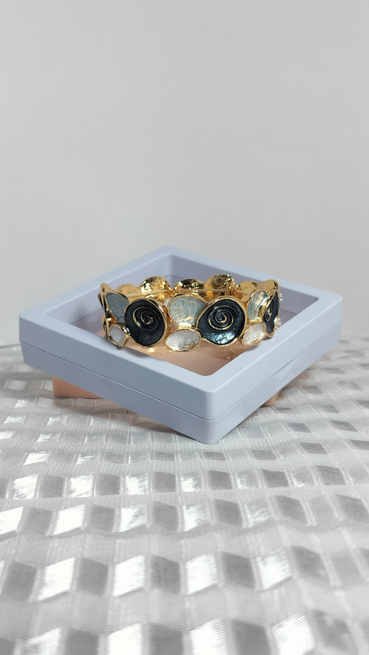 Premium Gold-Plated Brass Bracelet with Blue and Aqua Stone Design | Anti-Tarnish Finish | Elegant Statement Jewelry