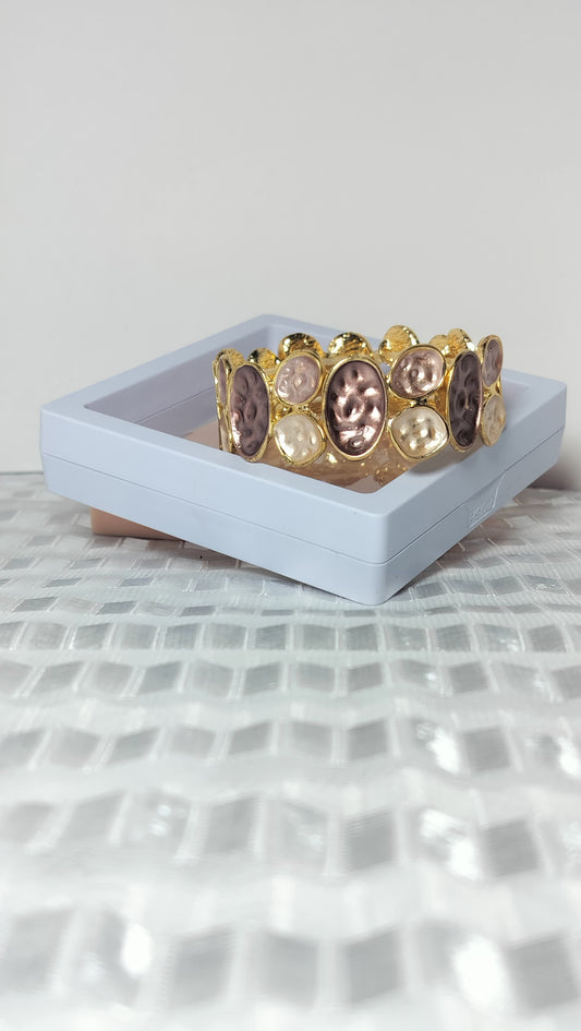 Premium Gold-Toned Brass Adjustable Bracelet | Anti-Tarnish Finish | Elegant Multicolor Petal Accents